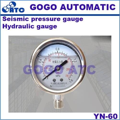YN-60 shockproof pressure gauge Vacuum negative pressure gauge Stainless steel Hydraulic gauge Water/oil pressure gauge