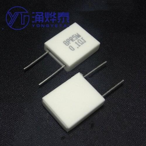 YYT 10PCS BPR56 5W 0.1R 0.1 ohm non-inductive cement resistance vertical ceramic resistor 2Pin