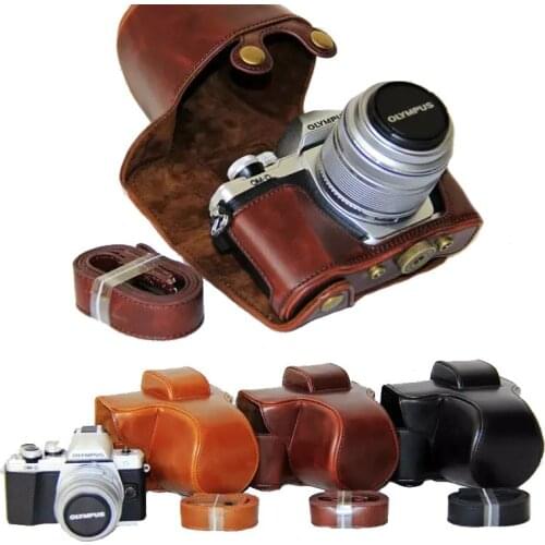 Protective PU Leather Camera Bag Case Cover For Olympus E-M10 III EM10III EM10 Mark 3 14-42mm Camera Bag