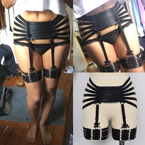Womens Body Harness Bottoms Bondage Lingerie Fetish Wear Panties Leg Garters Sock Garters Adjustable Harness Belt P0126