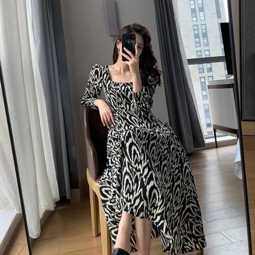 Fashion Women Dress Spring Print Floral Women Dresses Vintage Womens Clothing Korean Vestidos Robe Femme Hiver 2021 WPY2773