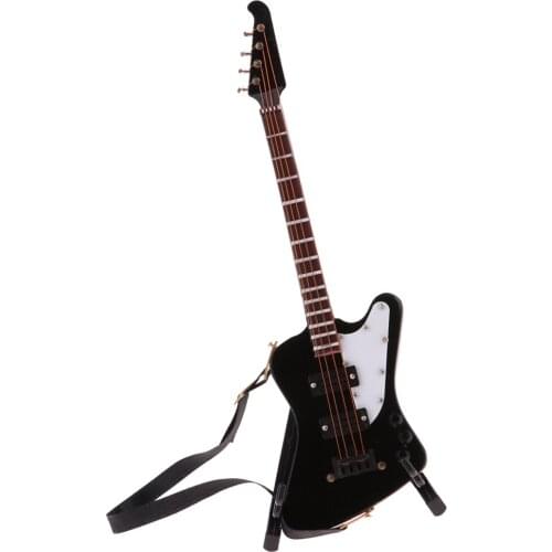 1/6 Miniature Wooden Electric Guitar Model W/ Stand Decor Christmas Gift #3