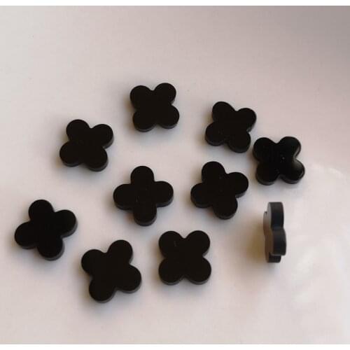100pcs/lot 10mm Natural Clover cut stone for Jewelry Settings Flower Cut Black Onyx for Necklace