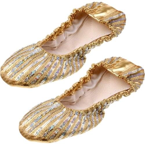 2pairs PU Leather Ballet Belly Dance Shoes Dancing Slipper with Soft Soles