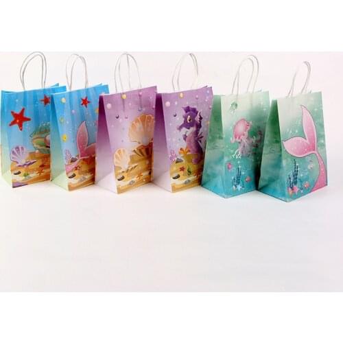 AVEBIEN Kraft Paper Party Creative Fun Ocean Series Cartoon Shopping Bag Printing Gift Portable Candy Chocolate Packaging bag