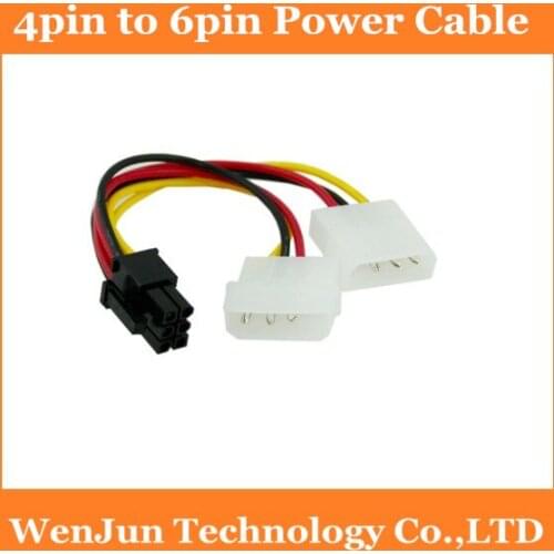 Free Shipping 4 pin to 6 pin PCI-E Power adapter Cable for ATI AMD Video Card 20pcs/lot High Quality