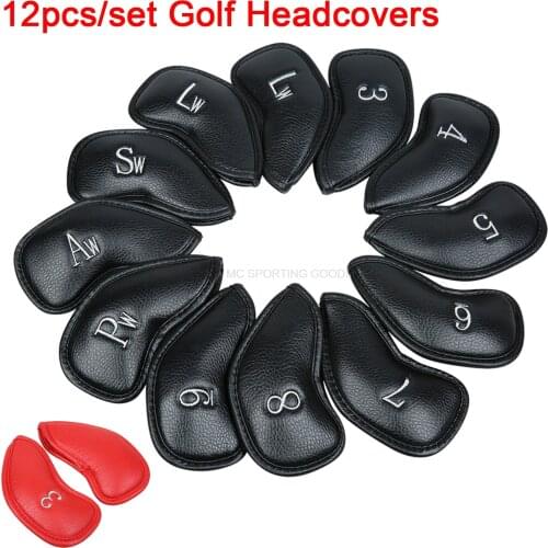 12PCS/Set Exquisite PU Golf Club Iron HeadCovers Protector Golf Head Sets Iron Club Accessories 3456789AwSwPwLw Covers