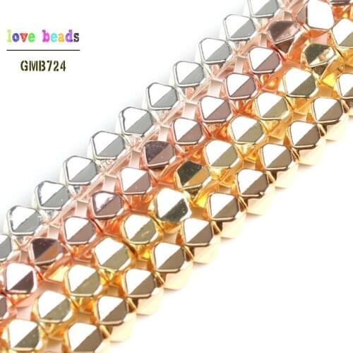 Natural Rose Gold Silver Color Hematite Stone Beads for Jewelry Making DIY Bracelet 15'' Strand 110pcs 3.5*3.5mm Windmill