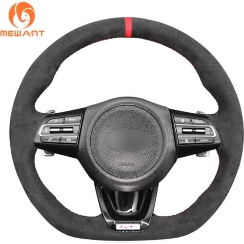 Black Alcantara Dark Gray Car Steering Wheel Cover Holster for Kia Stinger 2017 2018 2019 2020 D Style