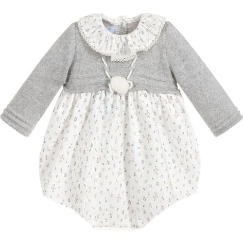 Baby Spanish Floral Romper One Piece Girl Knitting Jumpsuit Toddler Boutique Clothes Infant Birthday Christening Rompers