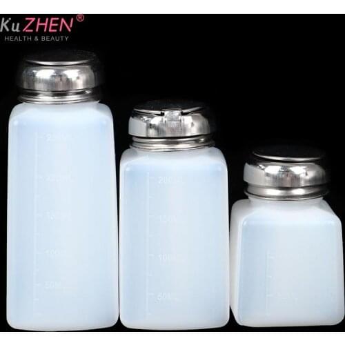 100/200/250ml Empty Pump Dispenser Nail Polish Remover Bottle Liquid UV Gel Polish Nail Art Clean Acetone Bottles