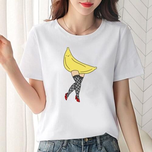 Funny Banana Sex Girl Design TShirt Cartoon Printed T-Shirt Summer Women Top Black White Cotton Casual Tee Camisetas Mujer