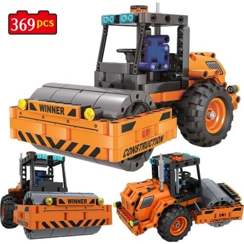 City Engineering Vehicle Building Blocks High-tech Car Forklift Road Roller Crane Truck Bricks Toys for Kids Gifts