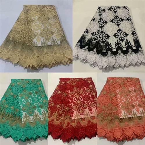 Hot Selling African Lace Fabrics 5 Yards French Embroidered Fabric Swiss Voile Lace Fabrics For Wedding Dress! ZQF206131