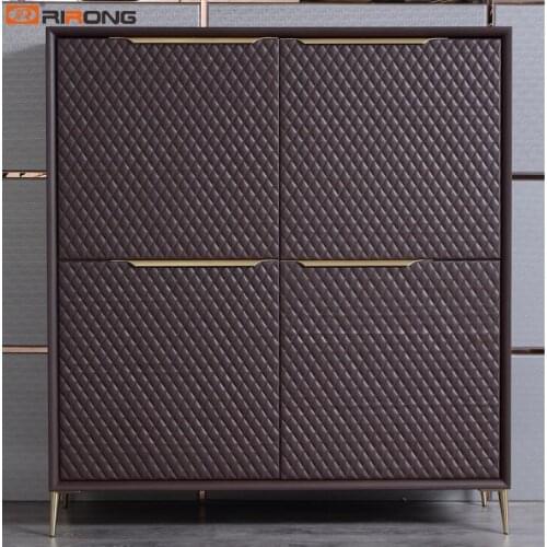 Italy Europe Design Office Home Study Living Room Dining Room Brown Leather Cabine Bookcase Filling Cabinet