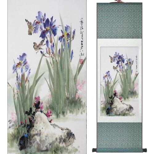 Wholesale price Traditional Birds and flower Painting Spring Ink wash painting silk scroll birds and flower painting
