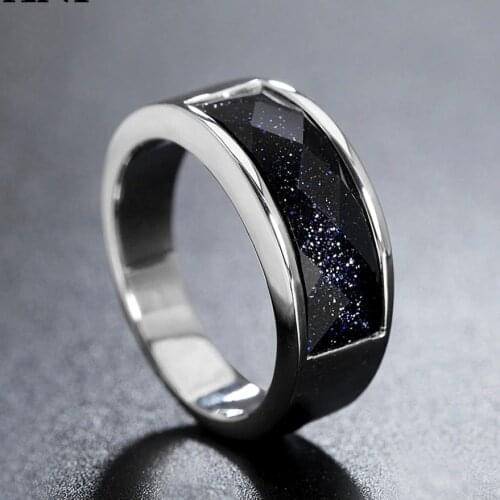 Gold &Silver color black agate gemstone rings for men women onyx stone fashion anillos solid titanium cool jewelry gift size7-11