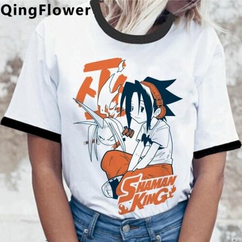 Shaman King summer top women vintage ulzzang harajuku kawaii print couple tshirt couple clothes