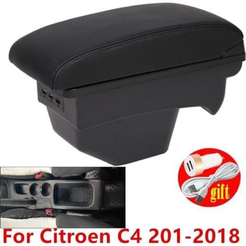 Leather Armrest For Citroen C4 2011 - 2018 Car Storage USB Interface Box Arm Rest Modification 2016 2017
