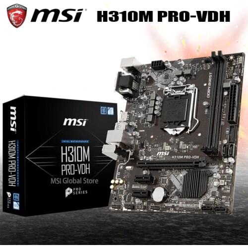 LGA 1151 MSI H310M PRO-VDH Motherboard DDR4 32GB PCI-E 3.0 SATA3 USB3.1 Gen1 Type-A HIFI Desktop Intel H310 Mainboard Micro ATX