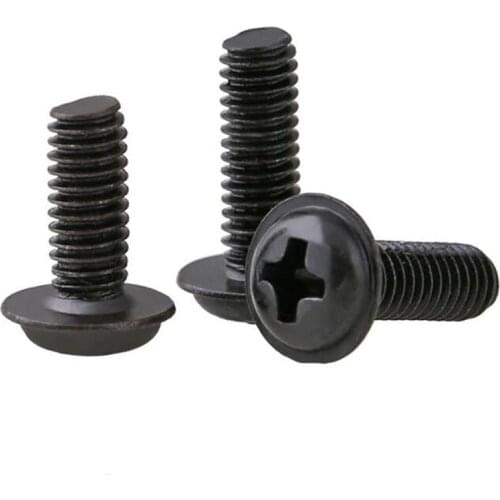 M2 M2.5 m3 m4 m5 Black Carton steel PWM Cross phillips pan round truss head with washer padded collar screw machine bolt screws