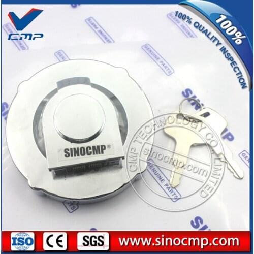 SINOCMP stainless steel oil cover, fuel tank cap for R225-7 excavator, high quality