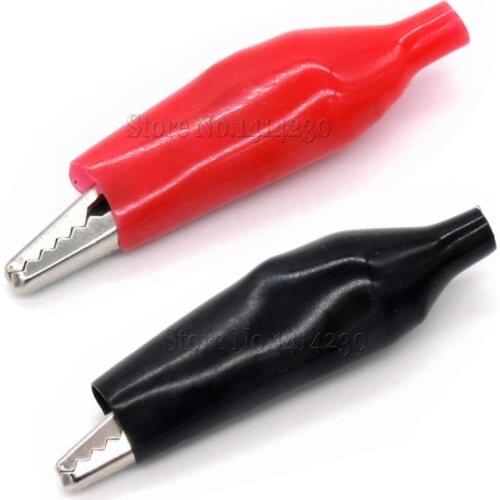 10PCS Metal Alligator Clip crocodile electrical Clamp FOR Testing Probe Meter 45MM Black Red Plastic Boot