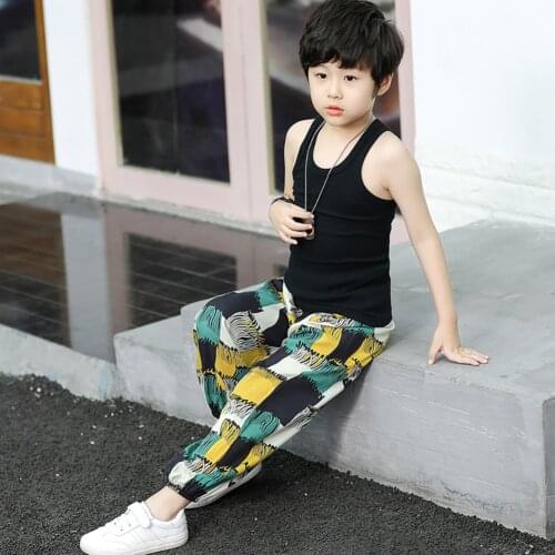 2021 Fashion Children Summer Anti-mosquito Pants Kids Boys Girls Loose Bloomers Sweatpants Colorful Kid Print Clothing Kids Pant