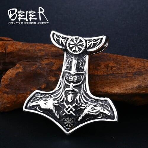 Beier 316L Stainless Steel Viking pirate necklace pendant Nordic mythical bird runes mens pendant fashion gifts LLBP8-089P
