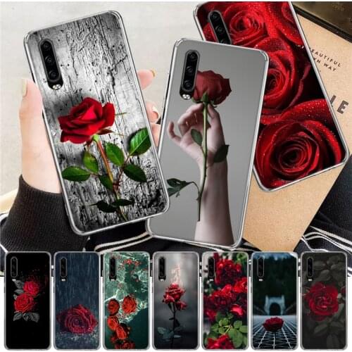 Red Butterfly Roses Flower Soft Cover Phone Case For Huawei P30 P20 P10 P40 Mate 30 20 10 Pro Lite P Smart Z Plus + Customized C