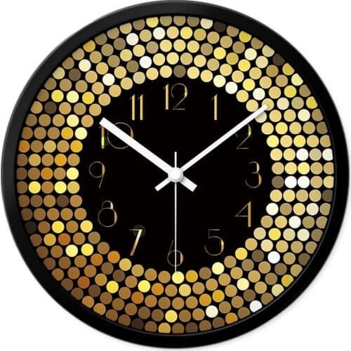 Luxury Circle Wall Clock Black Gold Large Living Room Kitchen Wall Watch Digital Antique Silent Horloge Murale Home Decor EB5WC