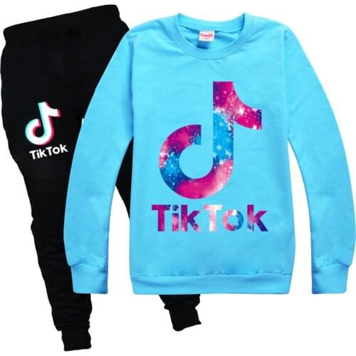 TIK TOK Autumn boys clothes girl clothes childrens clothing hot stamping printing childrens clothing sets