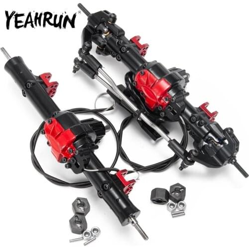 YEAHRUN Front & Rear Metal Axle with Lock Assembly Set for D90 1/10 RC Crawler Climbing Car Upgrade Parts