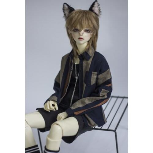 BJD doll dress brown and blue striped bat sleeve shirt 1/4 1/3 SD MSD SSDF tert doll shirt accessories