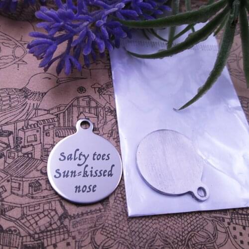 20pcs--"Salty toes sun-kissed nose"stainless steel charms 5 styles for choosing DIY Charms for necklace bracelets