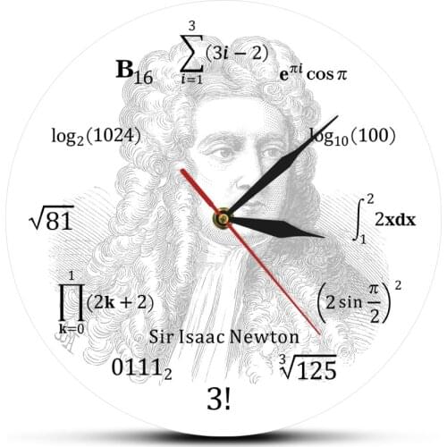 Sir Isaac Newton Famous English Mathematician Physicist Astronomer Math Equation Wall Clock Educational Science Art Wall Watch