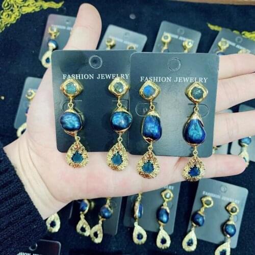 Handmade Natural Labradorite Earrings For Women luxury Stone Dangle Earring 3Pairs Earring Wholesale