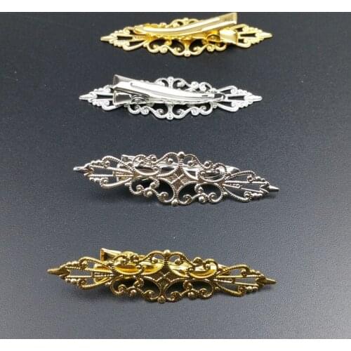 10 pcs/lot 15x57mm Gold rhodium color Hairpin welding filigree Flowers hair sticks Hairwear for Jewelry DIY