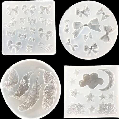 Feather butterfly silicone molds Pendant Resin Mini Bow Moon Star Star Series Epoxy UV Glue Clay Mould Accessories Decoration