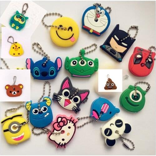 1PCS Cartoon Silicone Key Control Dust Cover Holder Organizer Fashion Home Supplies Protective Key Case Cover Key Ring Pendant