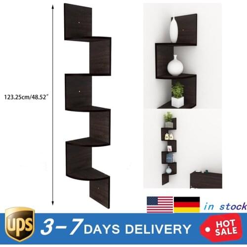Modern 5 Tier Corner Floating Shelves Wall Mount Home Decor Display Shelf