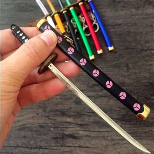 Special Roronoa Zoro Sword Keychain Buckle With Toolholder Scabbard Katana Sabre Car Key Chains Gift Keyrings B157