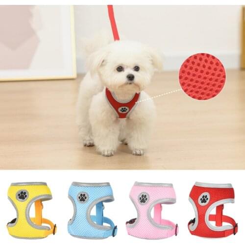 Reflective Small Dog Cats Harness Leash Set Mesh Breathable Small Dog Puppy Harnesses For French Bulldog Chihuahua Pug Pet Vest