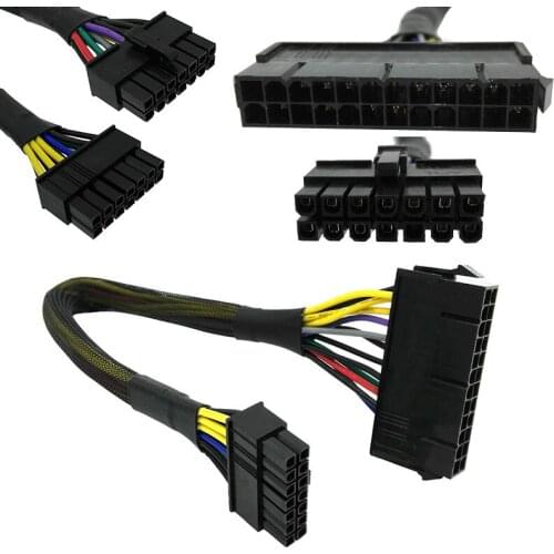 100pcs lots Top quality Power Supply Cable Cord 18AWG Wire ATX 24 pin to 14 pin Adapter Cable for Motherboard