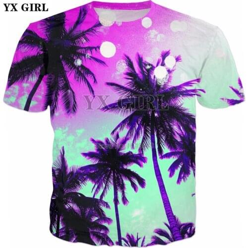 YX GIRL Drop shipping 2018 Summer New style Fashion 3d T-shirt Candy Palm Trees Prints Men Women Casual t shirt