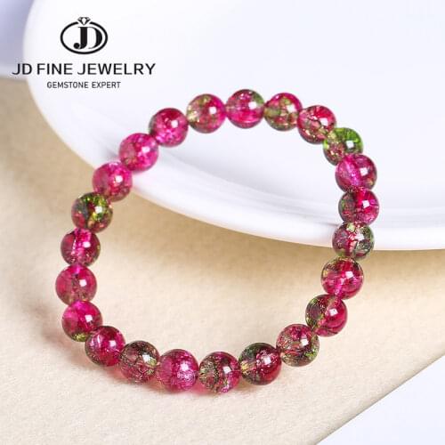JD Natural Stone Multicolor Crack Quartz Crystal Round Loose Beads For Jewelry Making Frizzling Rock Popcorn Diy Bracelet