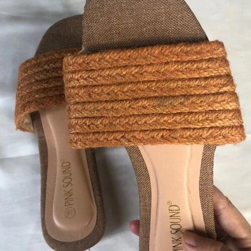 Women Slippers 2021 Flop Flip Shoes Flat With Hemp Sandals Woman Slides Female Shoes Fashion Sandals For Lady Summer Slippers