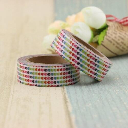 1 roll colorful Washi Tape Heart Japanese 1.5*10meter Kawaii Scrapbooking Tape Christmas Photo Album Diy Decorative Tapes