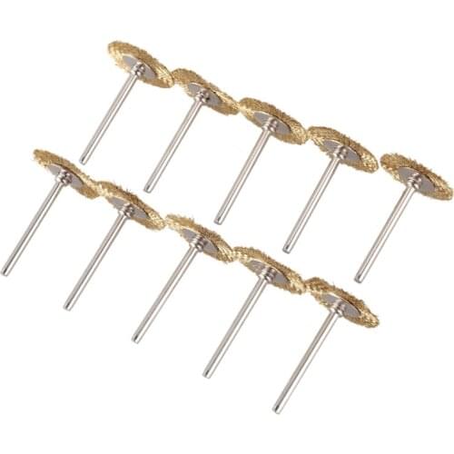 10 x Brass Wire Brush Round Brushes Disc Brush Pot Brush for Dremel 25MM