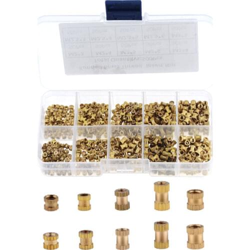 200/500PCS/BOX M2*L-3.5 M2.5*L-3.5 M3*L-4.2(OD) Injection Nut Copper Insert Knurled Nuts Knurling Kit For Electrical